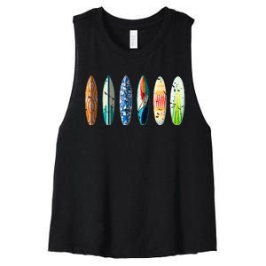 Summer Sports Surfboard Surfer Gift Surfing Women's Racerback Cropped Tank