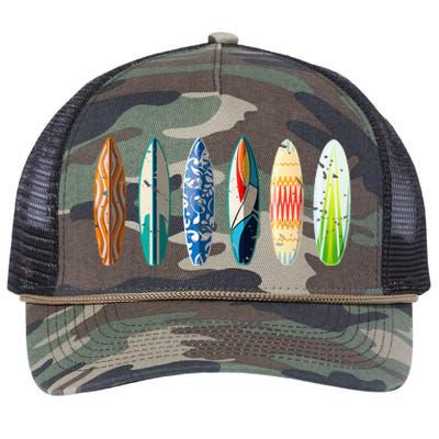 Summer Sports Surfboard Surfer Gift Surfing Retro Rope Trucker Hat Cap