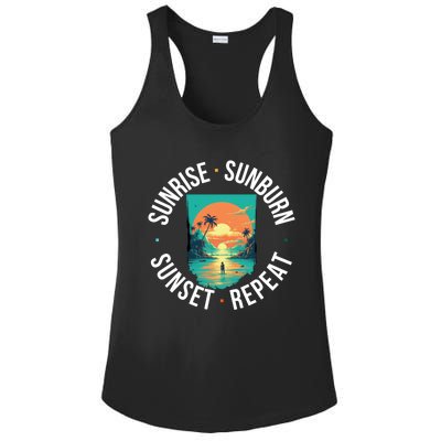 Sunrise Sunburn Sunset Repeat Gift Ladies PosiCharge Competitor Racerback Tank