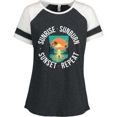 Sunrise Sunburn Sunset Repeat Gift Enza Ladies Jersey Colorblock Tee