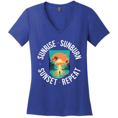 Sunrise Sunburn Sunset Repeat Gift Women's V-Neck T-Shirt