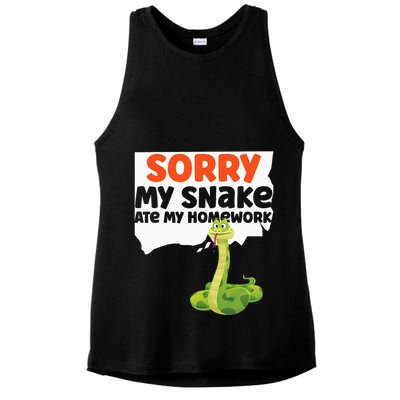 Snake Serpent Sorry My Snake Ate My Homework Ladies PosiCharge Tri-Blend Wicking Tank