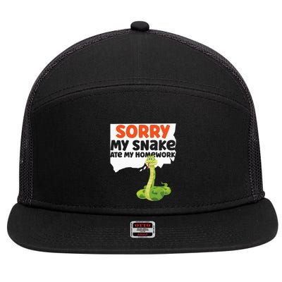 Snake Serpent Sorry My Snake Ate My Homework 7 Panel Mesh Trucker Snapback Hat