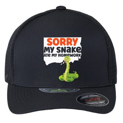 Snake Serpent Sorry My Snake Ate My Homework Flexfit Unipanel Trucker Cap