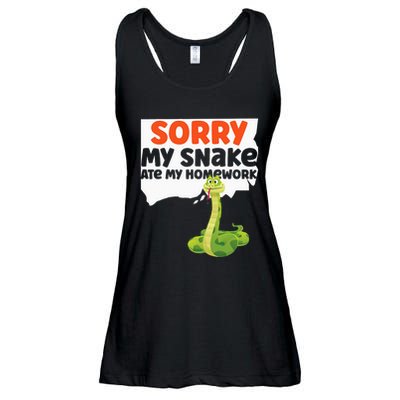 Snake Serpent Sorry My Snake Ate My Homework Ladies Essential Flowy Tank