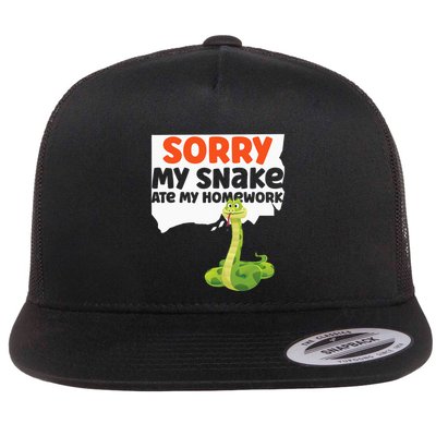 Snake Serpent Sorry My Snake Ate My Homework Flat Bill Trucker Hat