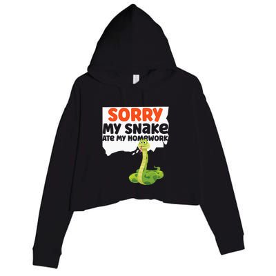 Snake Serpent Sorry My Snake Ate My Homework Crop Fleece Hoodie