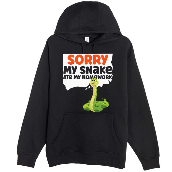 Snake Serpent Sorry My Snake Ate My Homework Premium Pullover Hoodie