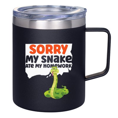 Snake Serpent Sorry My Snake Ate My Homework 12oz Stainless Steel Coffee Mug