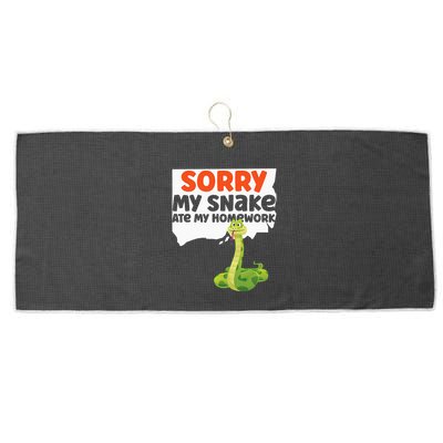 Snake Serpent Sorry My Snake Ate My Homework Large Microfiber Waffle Golf Towel