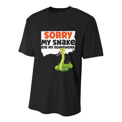Snake Serpent Sorry My Snake Ate My Homework Youth Performance Sprint T-Shirt