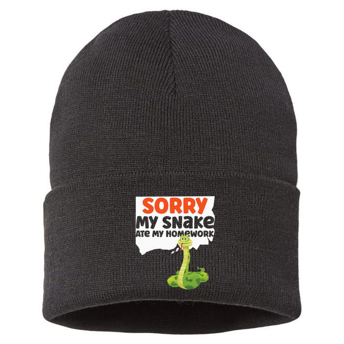 Snake Serpent Sorry My Snake Ate My Homework Sustainable Knit Beanie