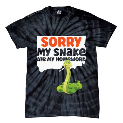 Snake Serpent Sorry My Snake Ate My Homework Tie-Dye T-Shirt