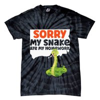 Snake Serpent Sorry My Snake Ate My Homework Tie-Dye T-Shirt