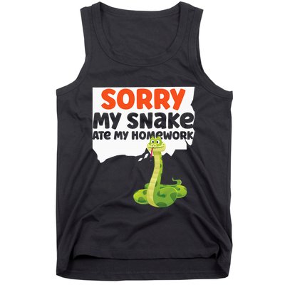 Snake Serpent Sorry My Snake Ate My Homework Tank Top