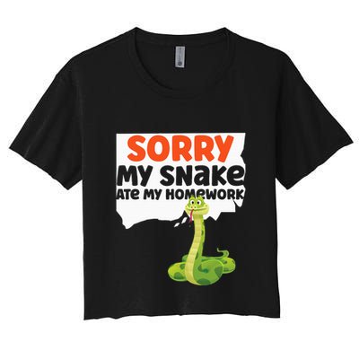 Snake Serpent Sorry My Snake Ate My Homework Crop Top