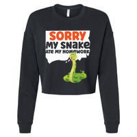 Snake Serpent Sorry My Snake Ate My Homework Cropped Pullover Crew