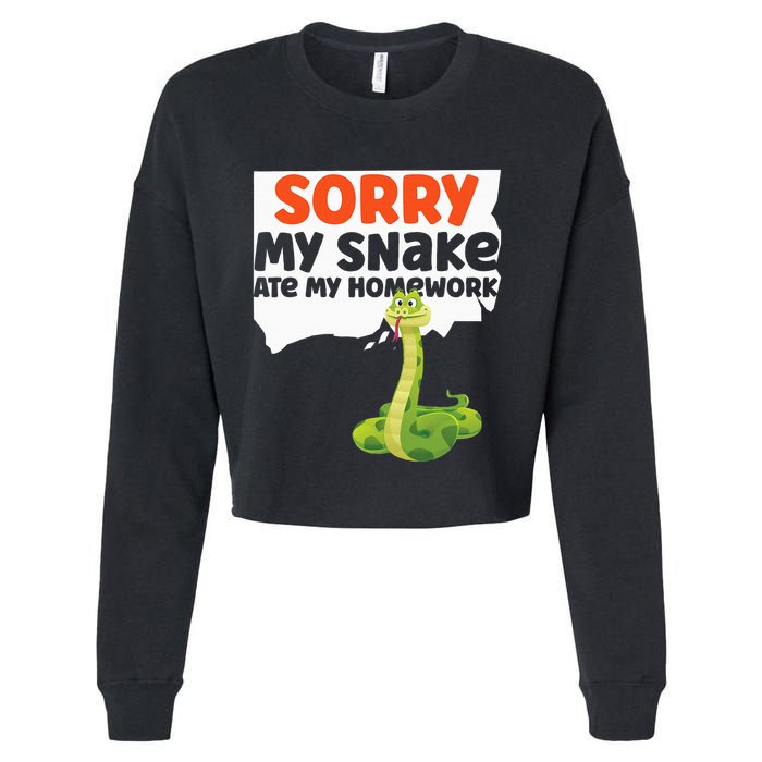 Snake Serpent Sorry My Snake Ate My Homework Cropped Pullover Crew
