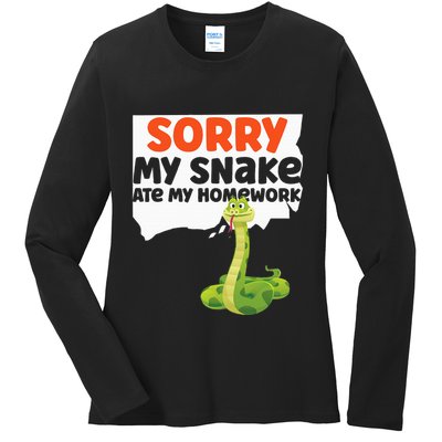 Snake Serpent Sorry My Snake Ate My Homework Ladies Long Sleeve Shirt