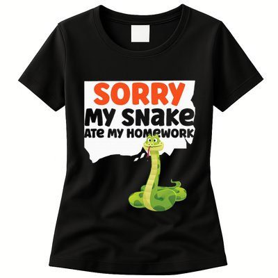 Snake Serpent Sorry My Snake Ate My Homework Womens T-Shirt