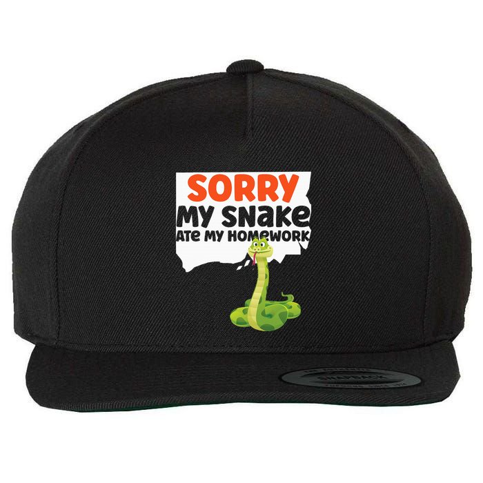 Snake Serpent Sorry My Snake Ate My Homework Wool Snapback Cap