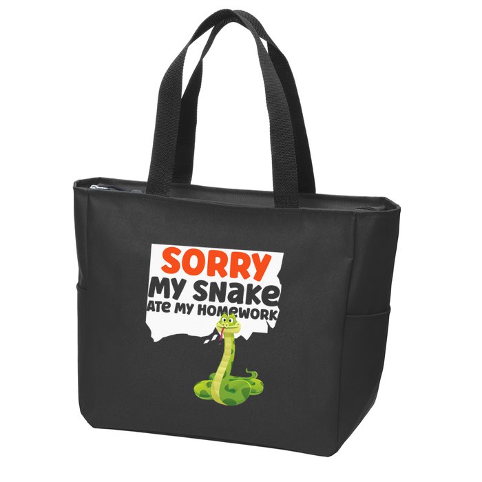 Snake Serpent Sorry My Snake Ate My Homework Zip Tote Bag