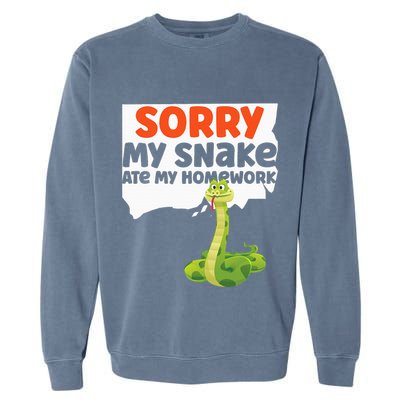 Snake Serpent Sorry My Snake Ate My Homework Garment-Dyed Sweatshirt
