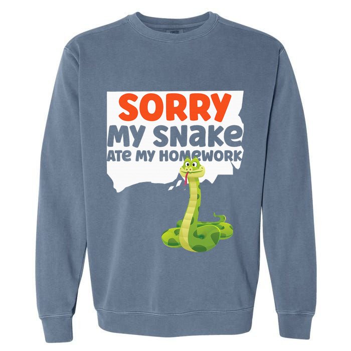 Snake Serpent Sorry My Snake Ate My Homework Garment-Dyed Sweatshirt