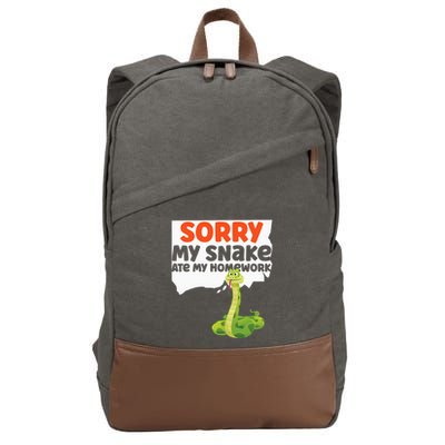 Snake Serpent Sorry My Snake Ate My Homework Cotton Canvas Backpack