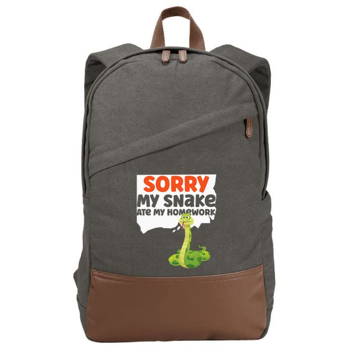 Snake Serpent Sorry My Snake Ate My Homework Cotton Canvas Backpack