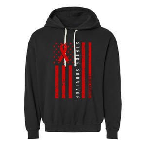 Stroke Survivor Stroke Awareness Red Ribbon Warrior Garment-Dyed Fleece Hoodie