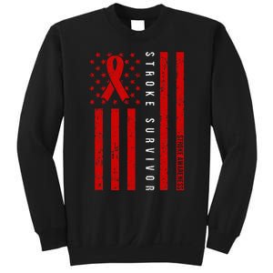 Stroke Survivor Stroke Awareness Red Ribbon Warrior Sweatshirt