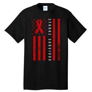 Stroke Survivor Stroke Awareness Red Ribbon Warrior Tall T-Shirt