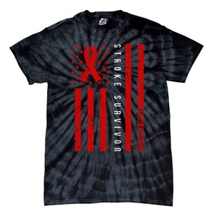 Stroke Survivor Stroke Awareness Red Ribbon Warrior Tie-Dye T-Shirt