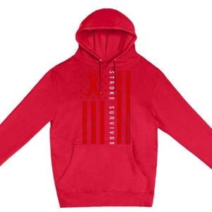 Stroke Survivor Stroke Awareness Red Ribbon Warrior Premium Pullover Hoodie