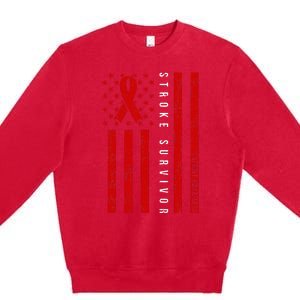 Stroke Survivor Stroke Awareness Red Ribbon Warrior Premium Crewneck Sweatshirt