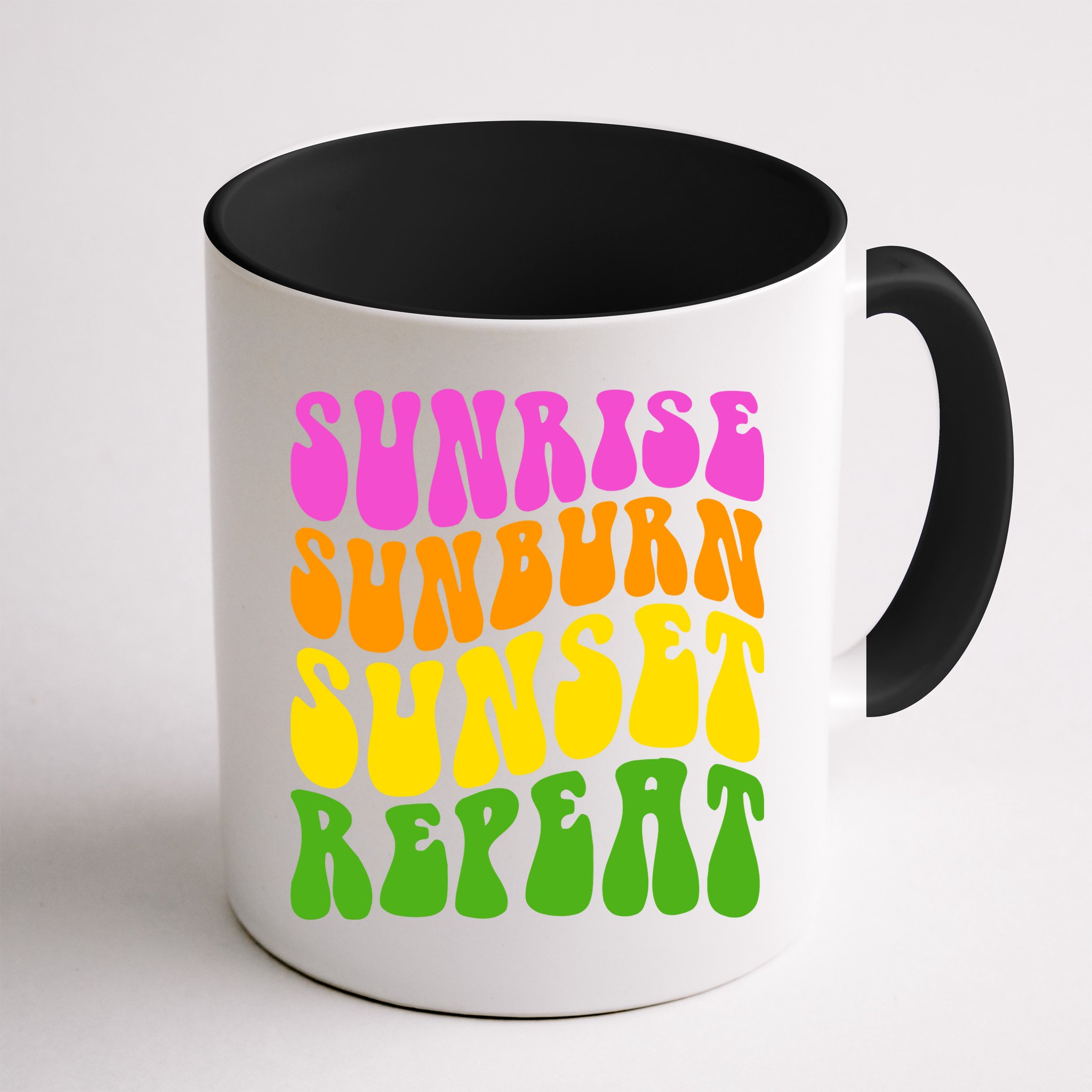 Sunrise Sunburn Sunset Repeat Retro Summer Mug