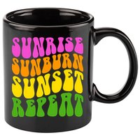 Sunrise Sunburn Sunset Repeat Retro Summer 11oz C Handle Ceramic Mug