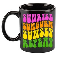 Sunrise Sunburn Sunset Repeat Retro Summer 11oz C Handle Ceramic Mug
