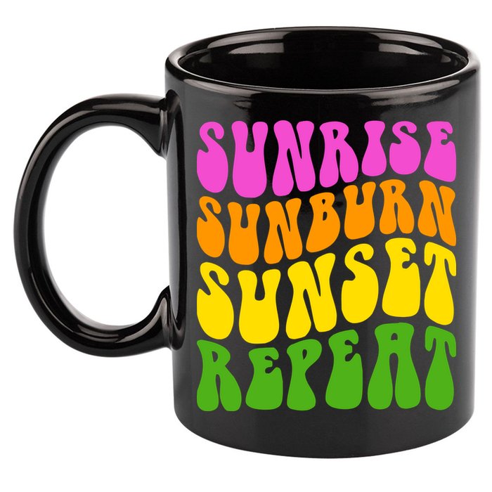 Sunrise Sunburn Sunset Repeat Retro Summer 11oz C Handle Ceramic Mug