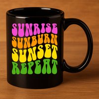 Sunrise Sunburn Sunset Repeat Retro Summer 11oz C Handle Ceramic Mug