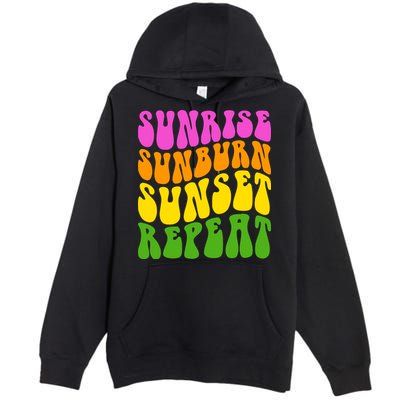 Sunrise Sunburn Sunset Repeat Retro Summer Premium Pullover Hoodie