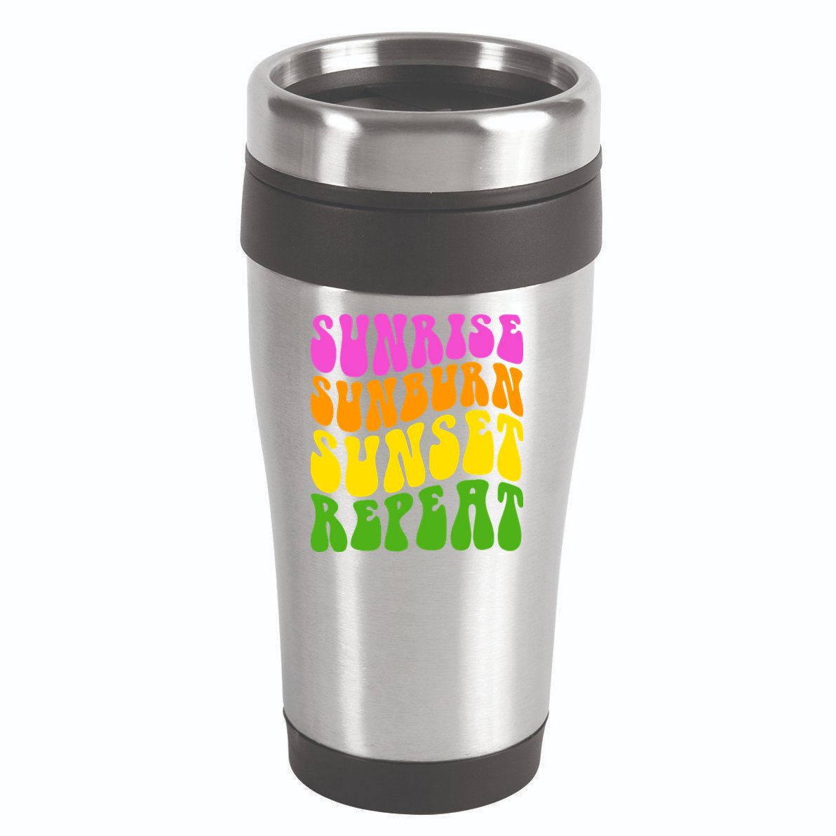 Sunrise Sunburn Sunset Repeat Retro Summer 16oz Travel Tumbler
