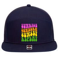 Sunrise Sunburn Sunset Repeat Retro Summer 7 Panel Mesh Trucker Snapback Hat