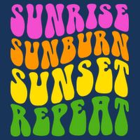Sunrise Sunburn Sunset Repeat Retro Summer 7 Panel Mesh Trucker Snapback Hat