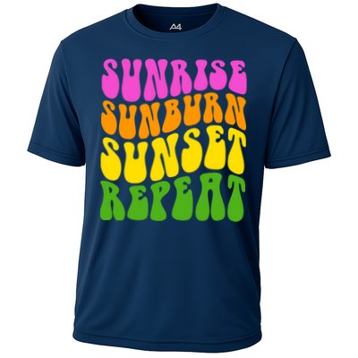 Sunrise Sunburn Sunset Repeat Retro Summer Performance Shirt