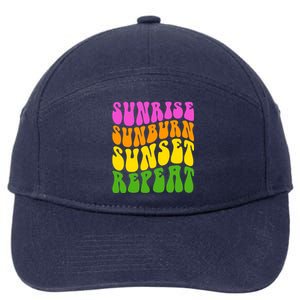 Sunrise Sunburn Sunset Repeat Retro Summer 7-Panel Snapback Hat