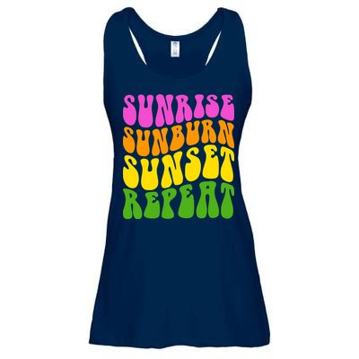 Sunrise Sunburn Sunset Repeat Retro Summer Ladies Essential Flowy Tank