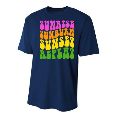 Sunrise Sunburn Sunset Repeat Retro Summer Youth Performance Sprint T-Shirt