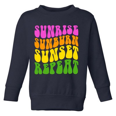 Sunrise Sunburn Sunset Repeat Retro Summer Toddler Sweatshirt